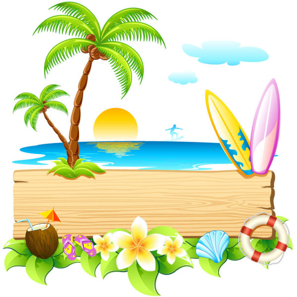 Summer travel in tropical design elements vector 01 - Vector ...