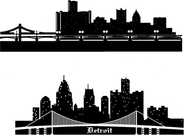 city skyline silhouette of detroit | Download free Vector