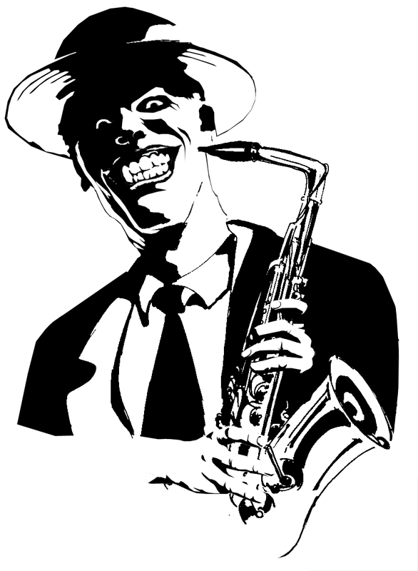 Joker with saxophone