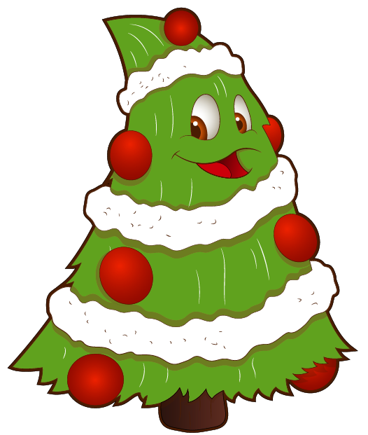 happy christmas trees smiling clip art