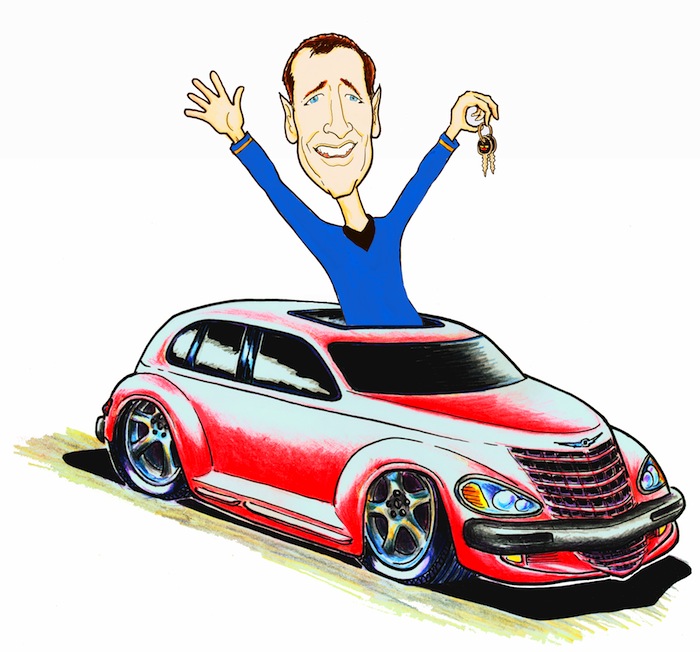 Car caricatures, cartoons of cars, trucks, motorcycles