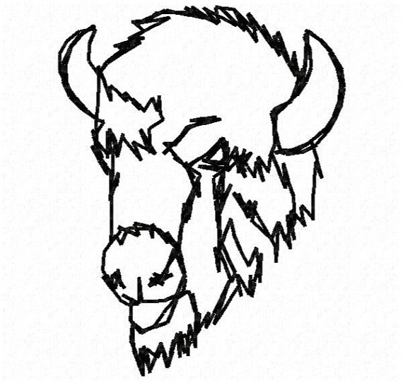 Bison Head Embroidery Design Instant by JEmbroiderynApplique