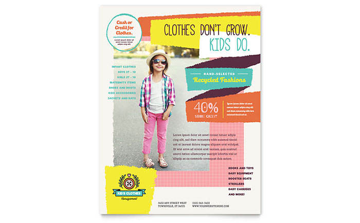 Kids Consignment Shop Brochure Template Design