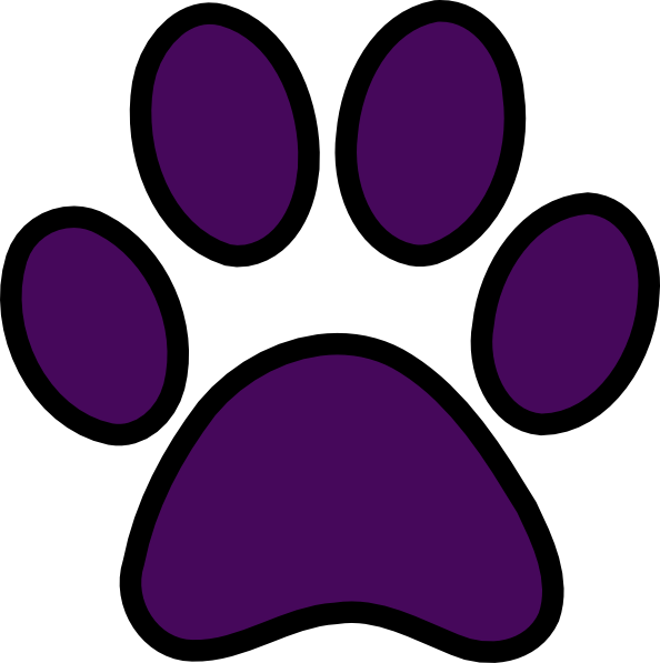 Dog paw print clipart purple