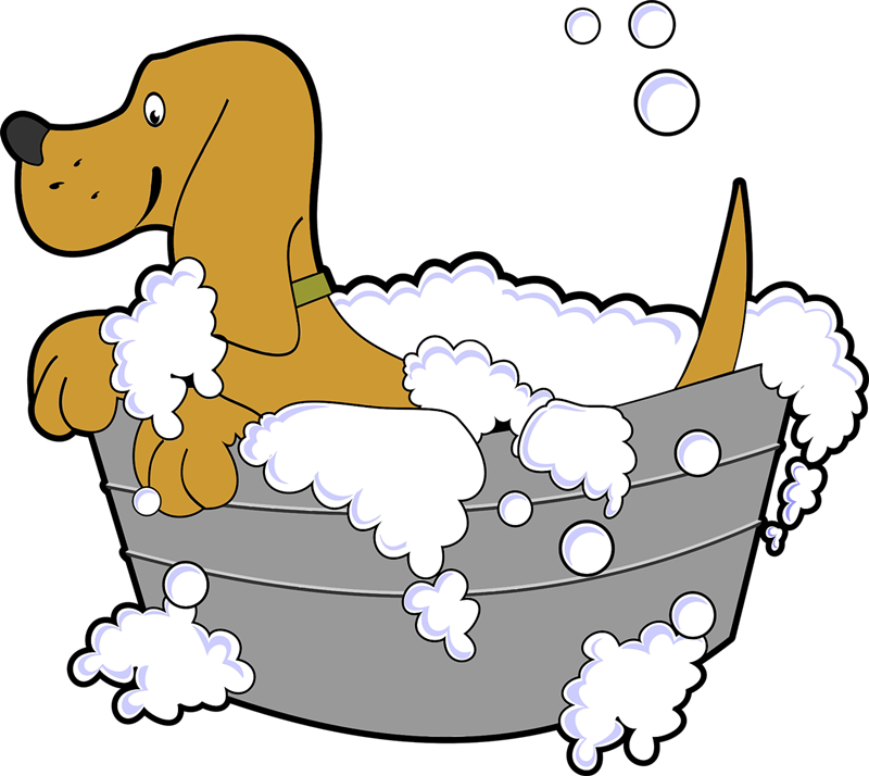 Free Dog Taking a Bath Clip Art