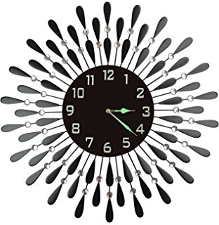 Amazon.com: Lulu Decor Decorative Black Leaf Metal Wall Clock ...
