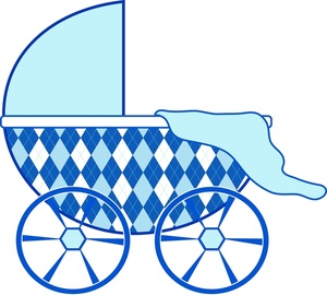 Baby Carriage Clipart Image - Blue Baby Graphic With Argyle ...