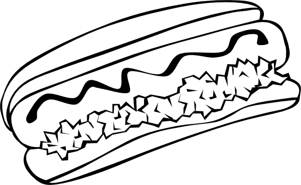 Hot Dog (b And W) Clip Art - vector clip art online ...