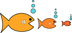 Fish Clipart Image - Little Fish Being Eaten by Bigger Fish