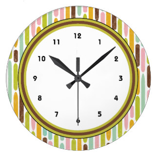 Blue And Green Stripes Wall Clocks | Zazzle