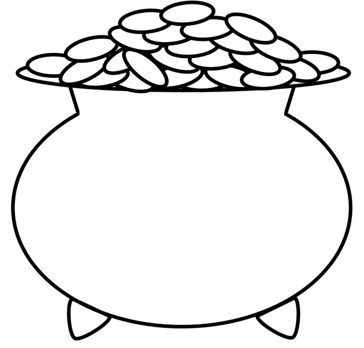 Pot of gold outline clipart black and white
