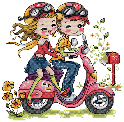 Fishxx Cross Stitch A1688 cartoon [Motorcycle lovers]cotton thread ...