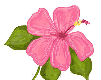 Items similar to Floral Hibiscus Painting Raspberry Hot Pink Art ...