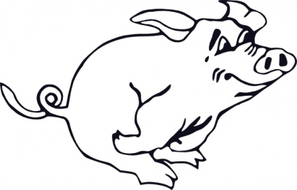 saging clipart black and white pig