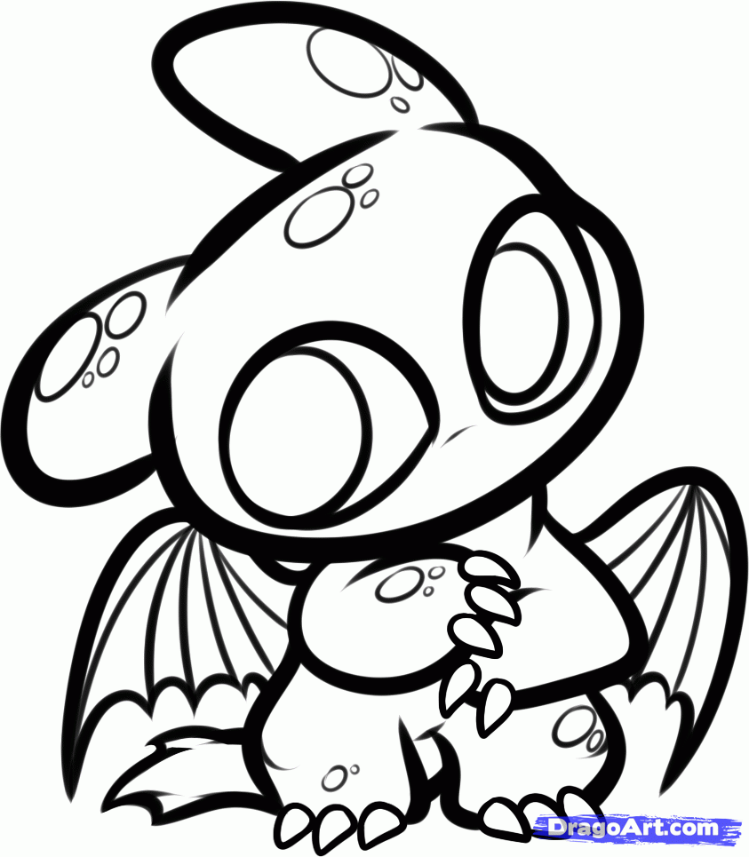 829 Cartoon Cute Baby Dragon Coloring Pages with Printable