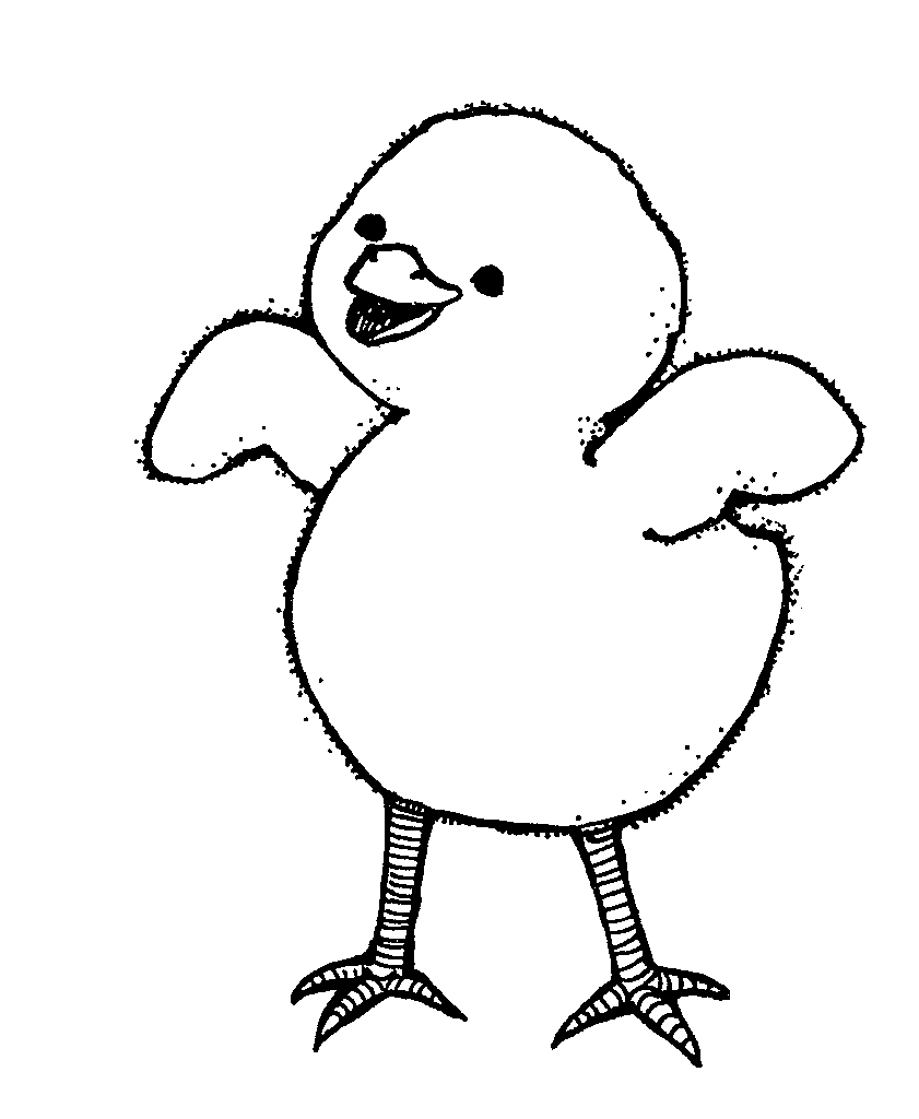 Chick Black And White Clipart