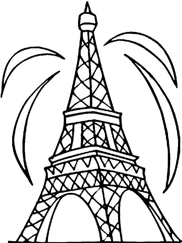 Fireworks and Eiffel Tower Coloring Page - Download & Print Online ...