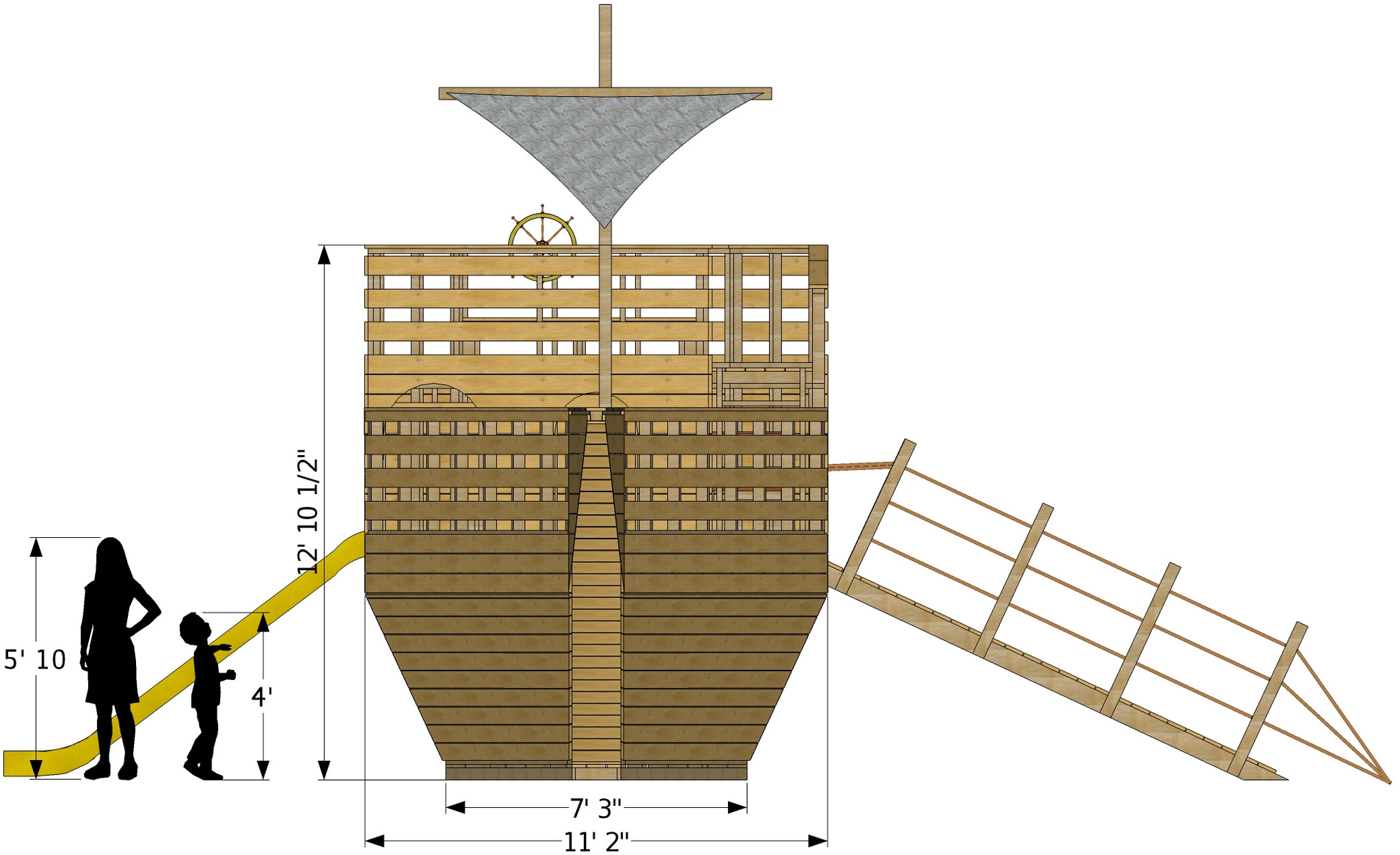 Large Pirate Ship Plan | 34x11 "High Seas" PDF