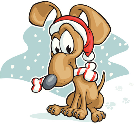 Adorable Christmas Puppy Silhouettes Clip Art, Vector Images ...