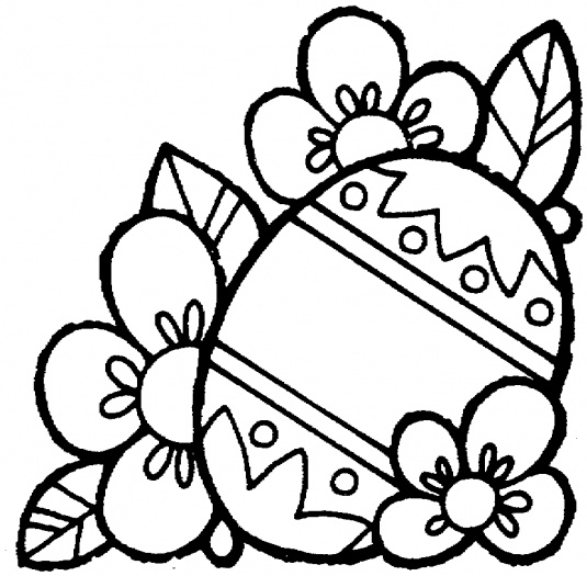 Easter egg and flowers coloring page | Super Coloring