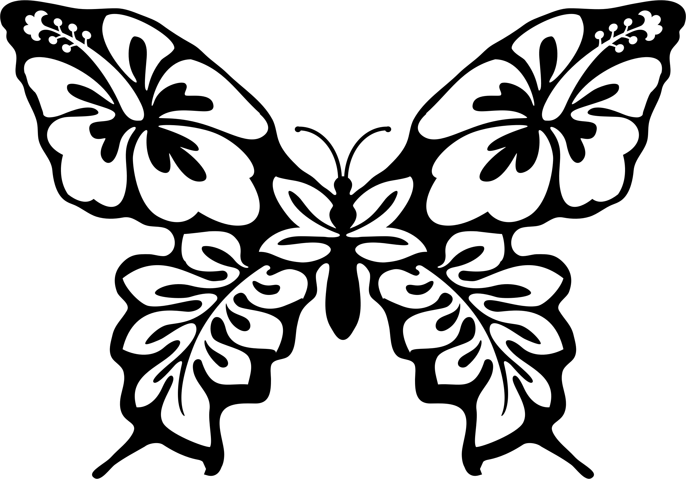 Clipart - Butterfly Flower Line Art
