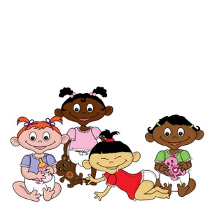 Babies Clipart Image - Cartoon Babies of Different Races