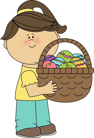 Kids easter basket clipart