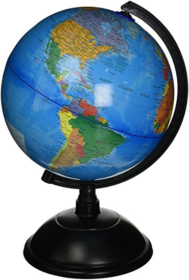 Amazon.com: Spinning World Globe with Stand- Desktop Political ...