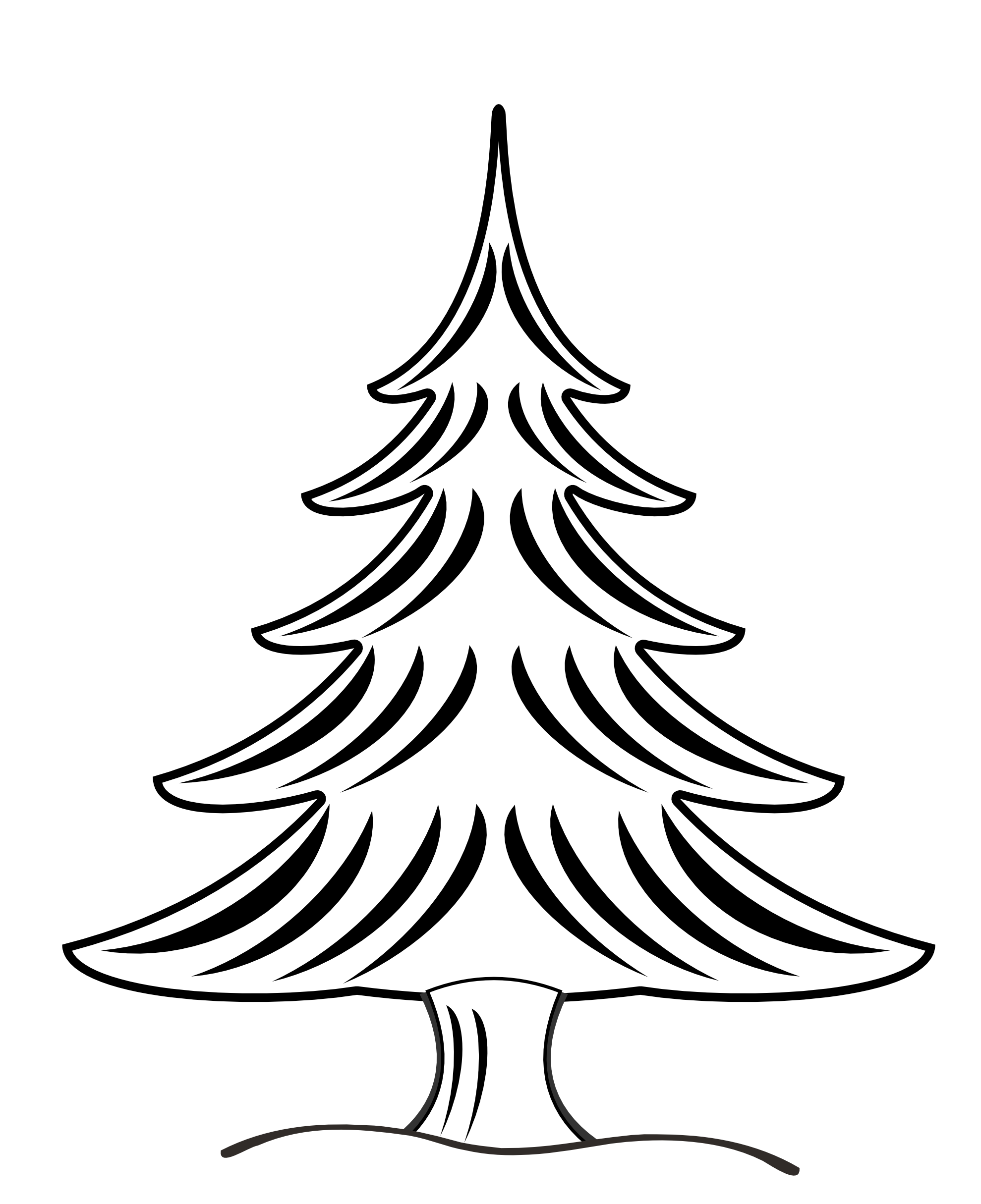 Xmas Christmas Tree 22 Black White Line Art Flower Flora xochi ...