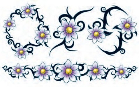 Tribal Daisies | TattooForAWeek.com - Temporary Tattoos - Fake ...