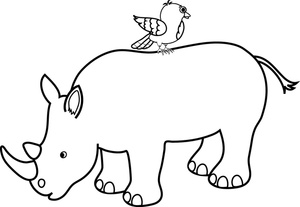 rhino_with_bird_riding_on_back ...