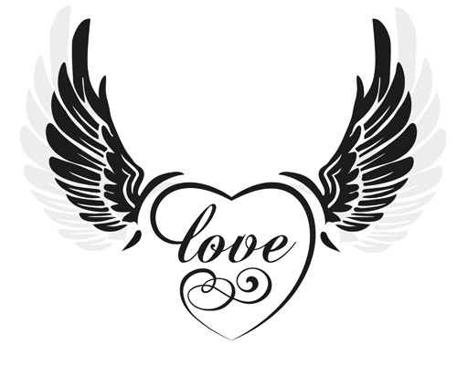 love wings with heart vector material 01 - Vector Heart-shaped ...