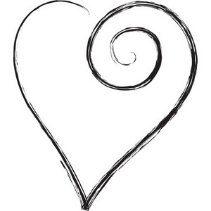 Cute heart clipart black and white