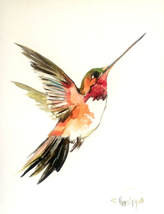 Beautiful, Hummingbirds and Hummingbird painting