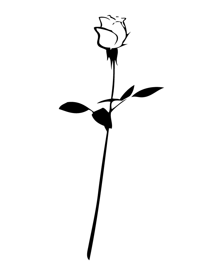 Rose Outline With Stem - ClipArt Best