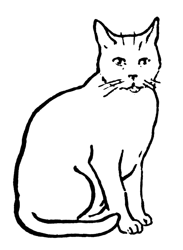 Free clip art black and white cat