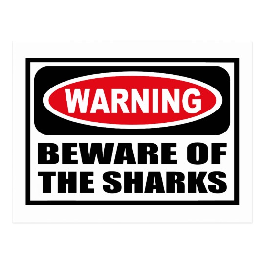 Warning BEWARE OF THE SHARKS Postcard | Zazzle