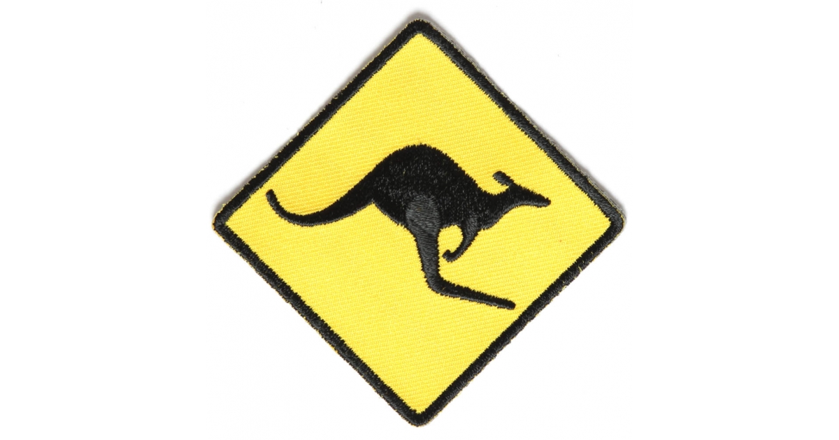 Kangaroo Sign PATCH Yellow and Black | Novelty Patches -TheCheapPlace