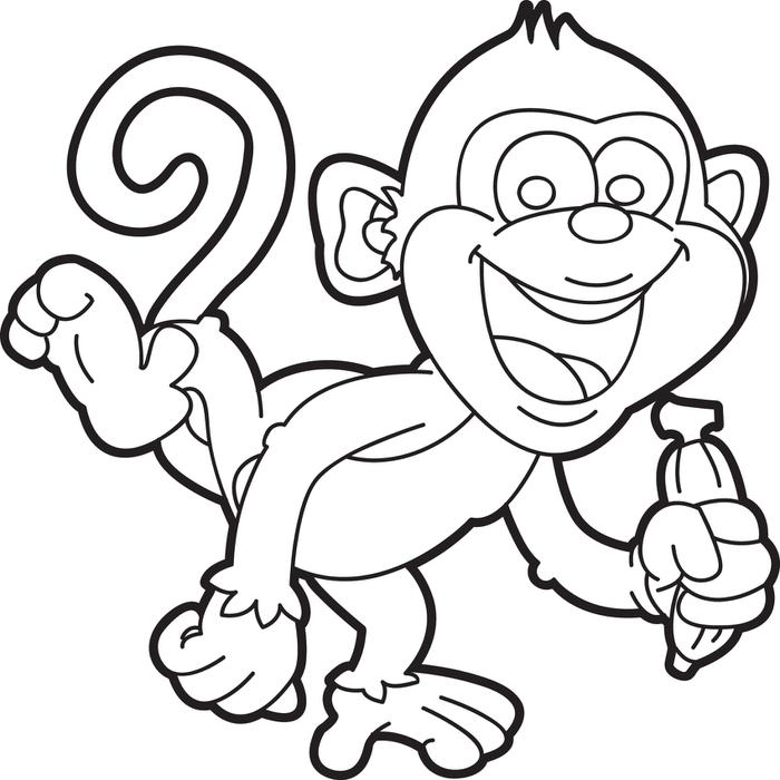 Cartoon Monkey Coloring Pages for Smiling Monkey Coloring Page H M ...