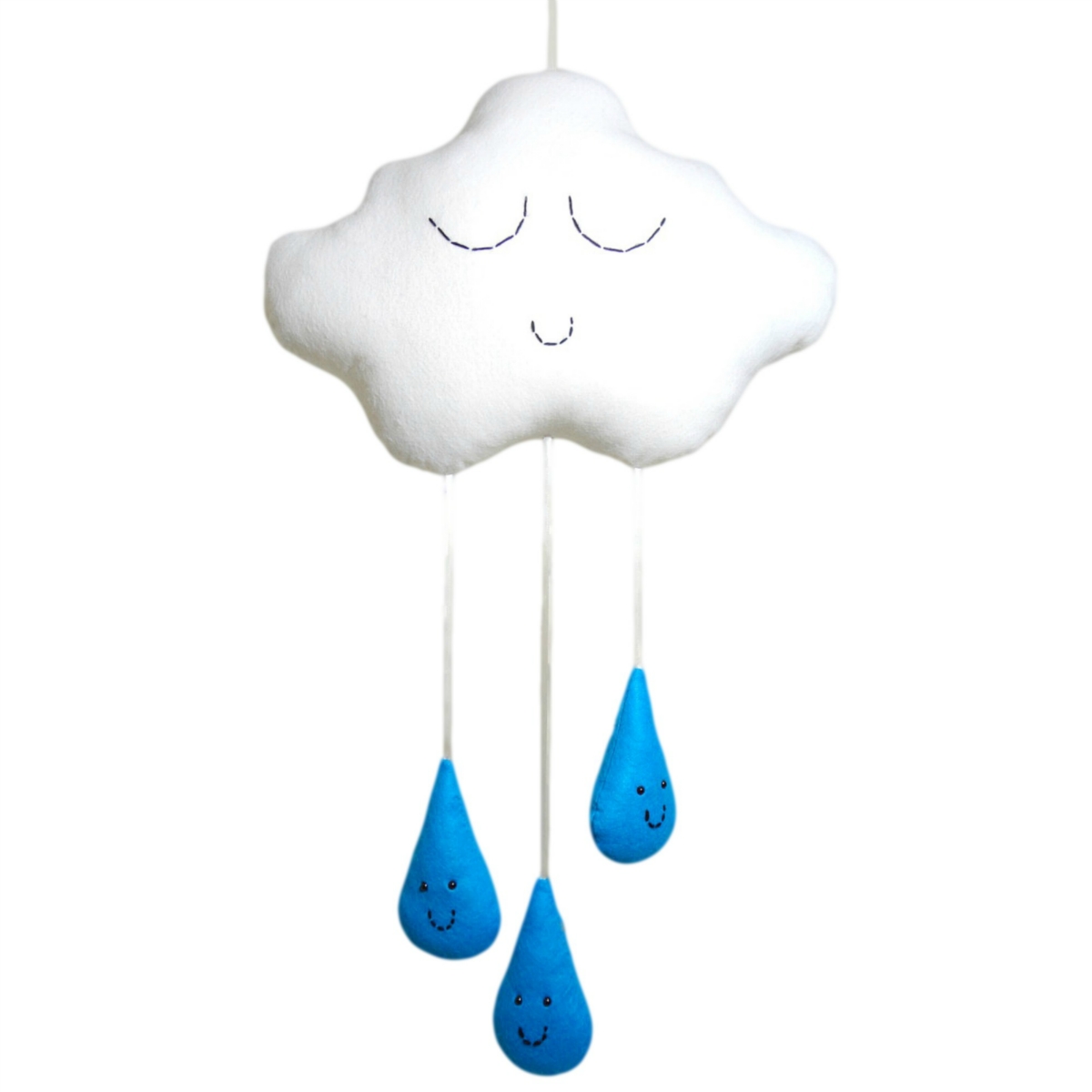 CLOUD & RAINDROPS MOBILE White Cloud & Bright Turq - Loubilou