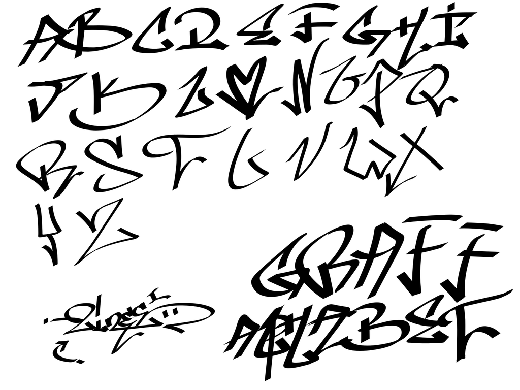 graffiti fancy script alphabet letters