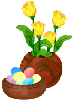 Easter Clip Art - Yellow Flowers in Indian Pots - Free Easter Clip Art