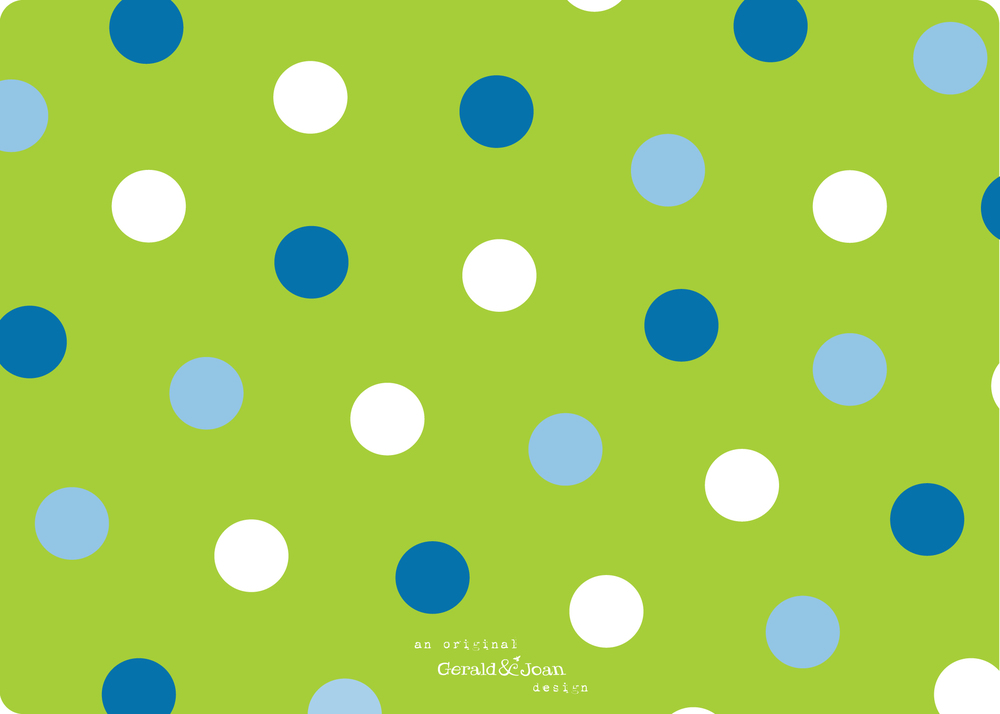 green and blue polka dots