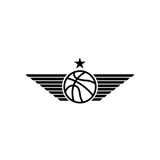 Basketball ball with wings t-shirt print sport emblem, team mockup ...