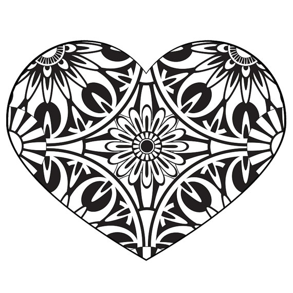 Coloring Pictures Of Hearts With Banners - ClipArt Best