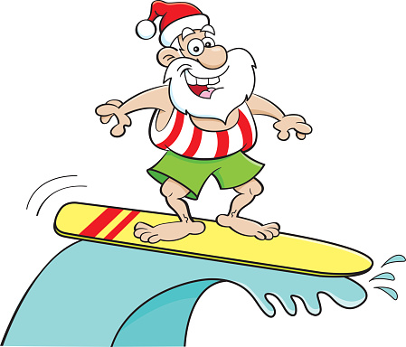 Clip Art Of Santa On A Surfboard Clip Art, Vector Images ...