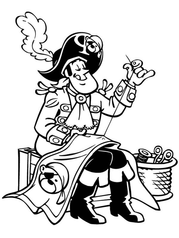 Piet Pirate Sewing Up Pirate Flag Coloring Pages: Piet Pirate ...