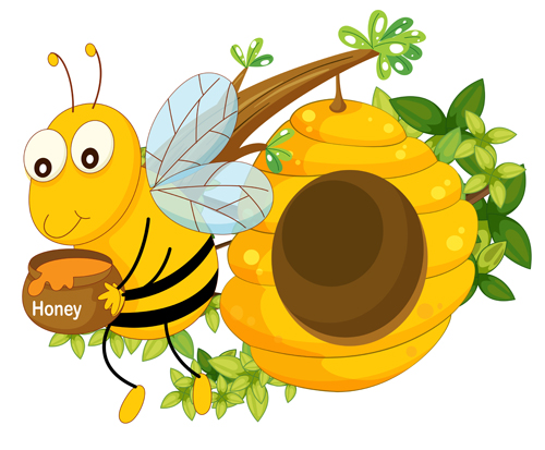 Cartoon bee and beehive vector material 05 - Vector Animal, Vector ...