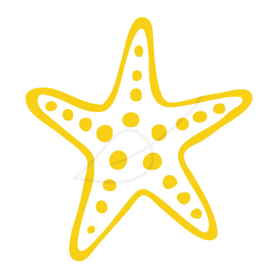 Items similar to Starfish digital stamp clip art in yellow and ...