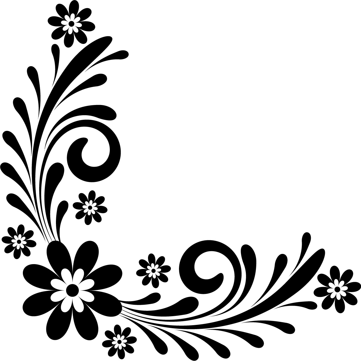 Page Border Designs Flowers Black And White | Free Download Clip